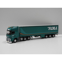 1:50 Mercedes-Benz MP04 Truck - 2019 Toll Mercedes Prime Mover with Single Tautliner Toll Trailer