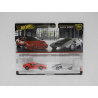 1:64 Lamborghini Countach LP5000 QV & Lancia Stratos Zero - Hot Wheels Premium Car Culture Twin Set