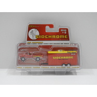 1:64 Ford F-Series Towing Vehicle with Enclosed Car Trailer "Sidchrome Jim Richards"