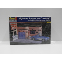 1:25 Highway Scenes 1960 Corvette with Die-Cut Diorama Motel