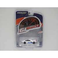 1:64 2020 Chevrolet Corvette C8 Stingray (White/Blue Stripes)