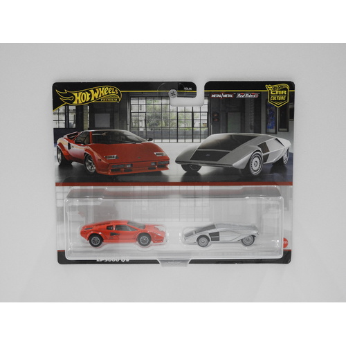 1:64 Lamborghini Countach LP5000 QV & Lancia Stratos Zero - Hot Wheels Premium Car Culture Twin Set
