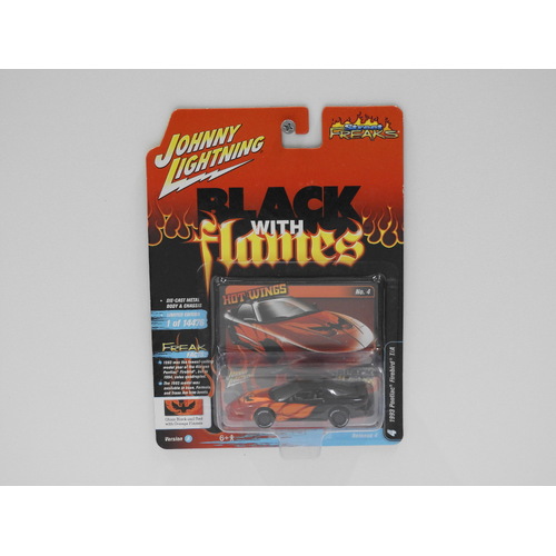 1:64 1993 Pontiac Firebird T/A (Gloss Black/Red/Orange Flames) - Johnny Lightning Street Freaks "Black with Flames"