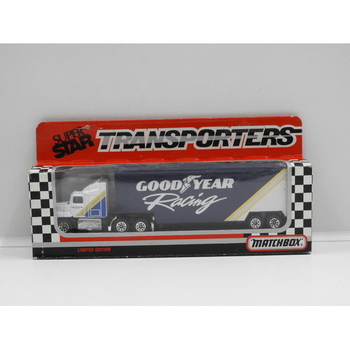 1:97 Ford Aeromax 1992 Matchbox Super Star Transporters - Goodyear Racing Nascar Transporter