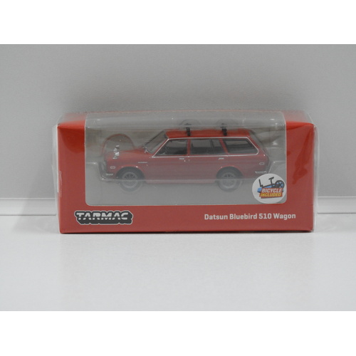 1:64 Datsun Bluebird 510 Wagon with Roof Racks & Bicycle (Red)