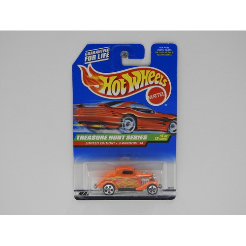 1:64 1934 3-Window - 1998 Hot Wheels Treasure Hunt Long Card