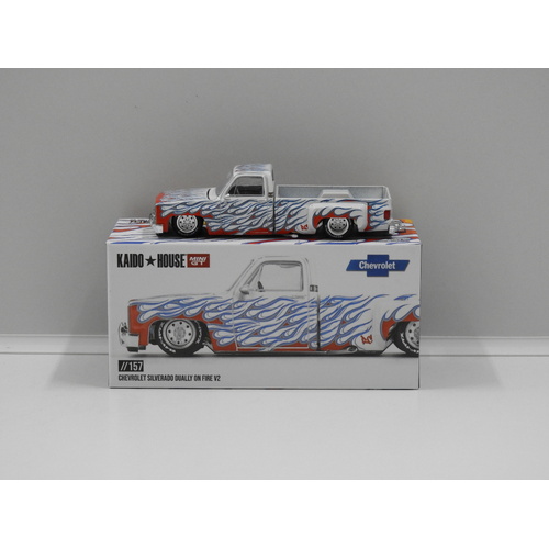 1:64 Chevy Silverado Dually (On Fire) V2 "Kaido House" (Opened, Unsealed)