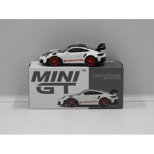 1:64 Porsche 911 GT3 RS "Weissach Package" (Whire/Pyro Red) (Opened, Unsealed)