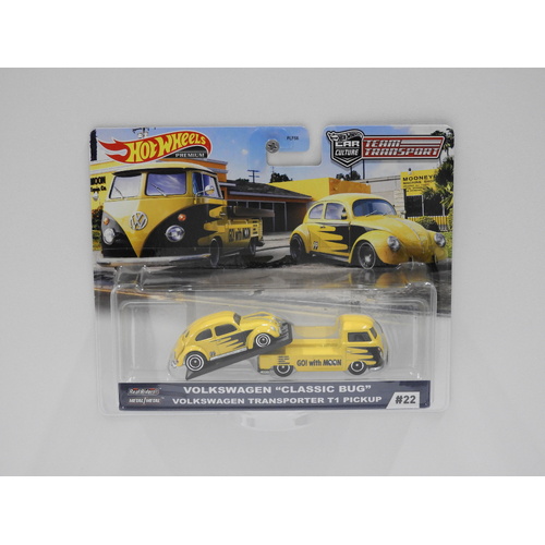 1:64 Volkswagen "Classic Bug" &Volkswagen Transporter T1 Pickup - Hot Wheels Car Culture "Team Transport"