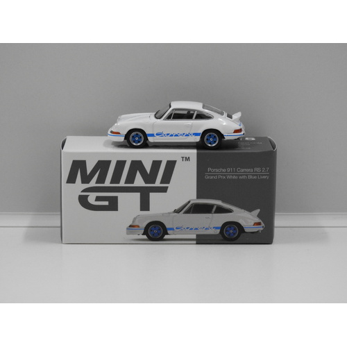 1:64 Porsche 911 Carrera RS 2.7 (Grand Prix White/Blue Livery) (Opened, Unsealed)
