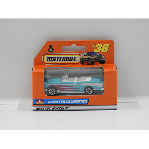 1:64 Matchbox MB36 1957 Chevy Bel Air Convertible (Aqua)
