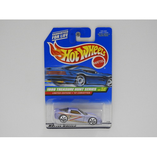 1:64 1997 Corvette - 1999 Hot Wheels Treasure Hunt Long Card