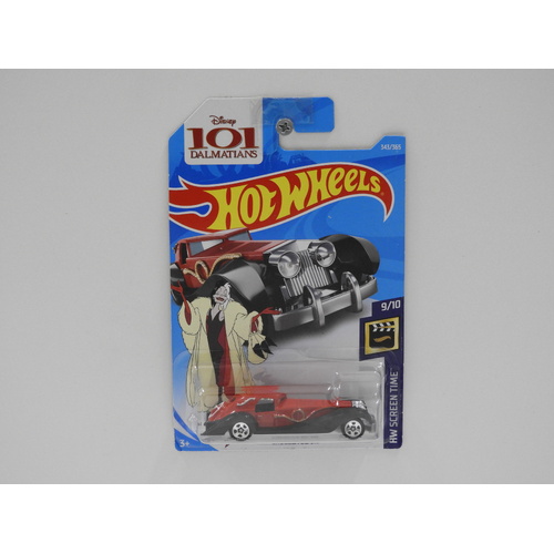 1:64 Cruella De Vil "101 Dalmatians" - 2018 Hot Wheels Long Card