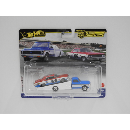 1:64 1966 Chevelle & 1972 Chevy Ramp Truck - Hot Wheels Premium Car Culture "Team Transport"