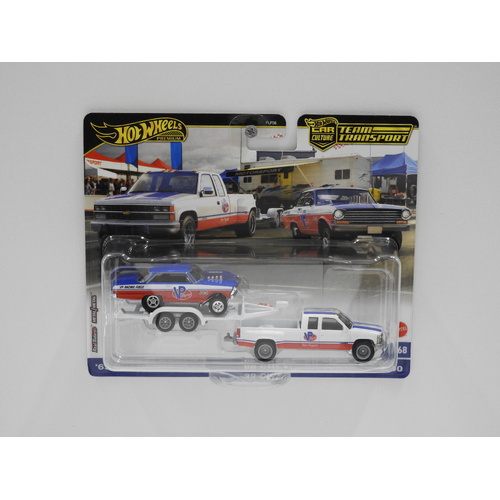 1:64 1963 Chevy Nova & 1988 Chevy Silverado 3500 - Hot Wheels Car Culture "Team Transport"