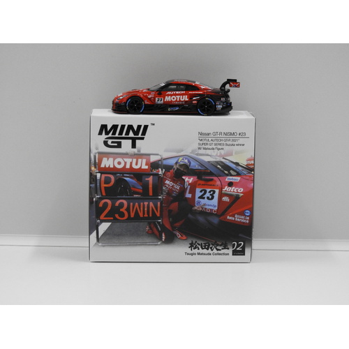 1:64 Nissan GT-R Nismo - "Motul Autech GT-R 2021" Super Series Suzuka Winner with Matsuda Figure #23 (Opened, Unsealed)