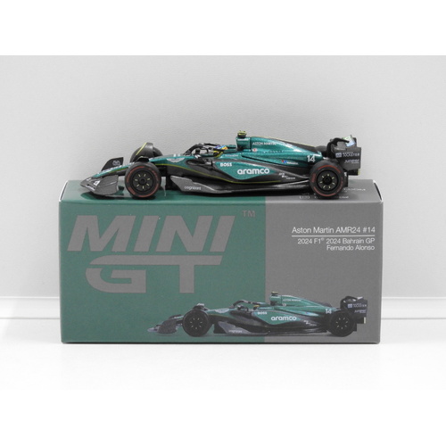 1:64 Aston Martin AMR24 - 2024 F1 Bahrain GP (Fernando Alonso) #14 (Opened, Unsealed)