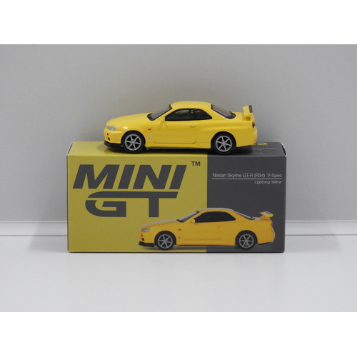 1:64 Nissan Skyline GT-R (R34) V-Spec (Lightning Yellow) (Opened, Unsealed)