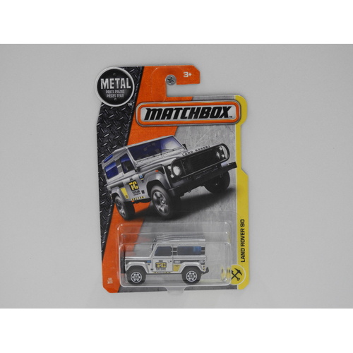 1:64 Land Rover 90 (Silver) - Matchbox Long Card