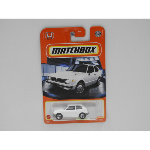 1:64 1976 Honda CVCC (White) - Matchbox Long Card