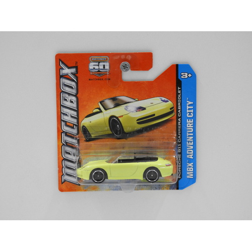 1:64 Porsche 911 Carrera Cabriolet (Yellow/Black) - Matchbox Short Card