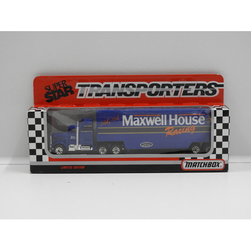 1:100 Kenworth Aerodyne Matchbox 1991 Super Star Transporters - Maxwell House Racing (Starling Marlin)