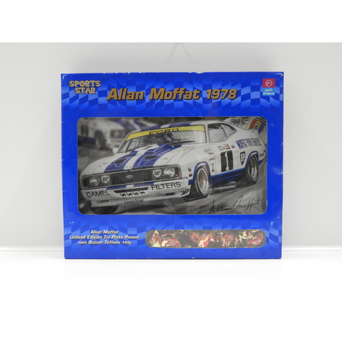 Allan Moffat 1978 Ford Cobra Tin Sign - Signed "Confectionary is out of date"